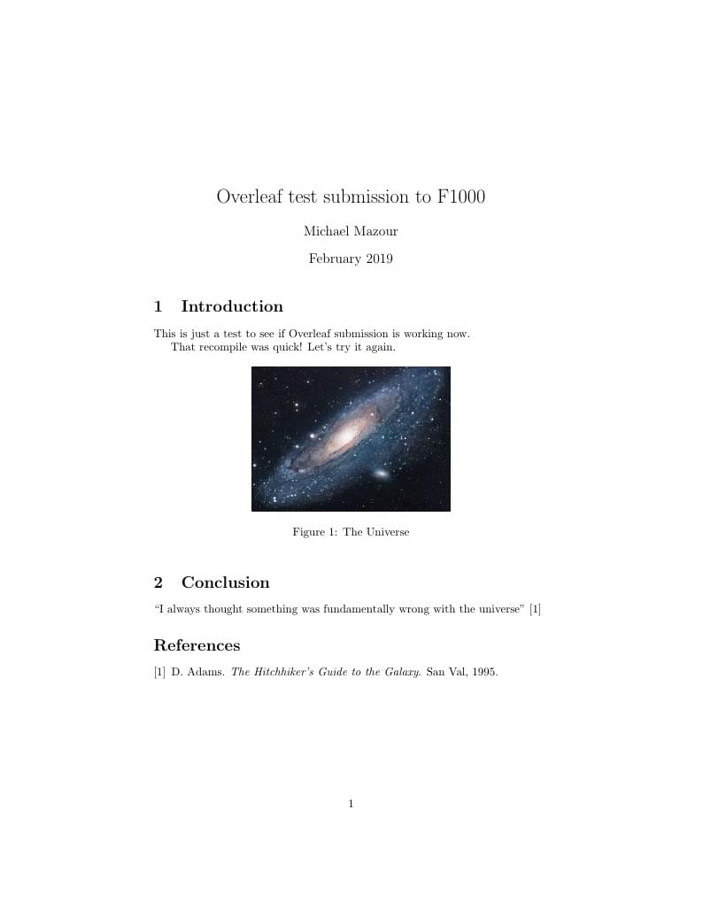 Overleaf test submission to F1000