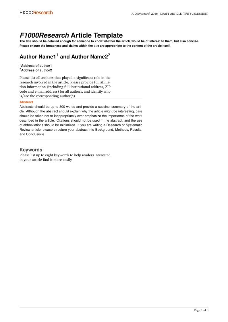 F1000Research Journal Article Template