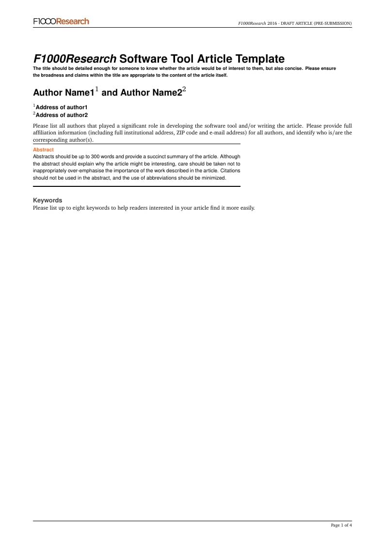 F1000Research Software Tool Article template
