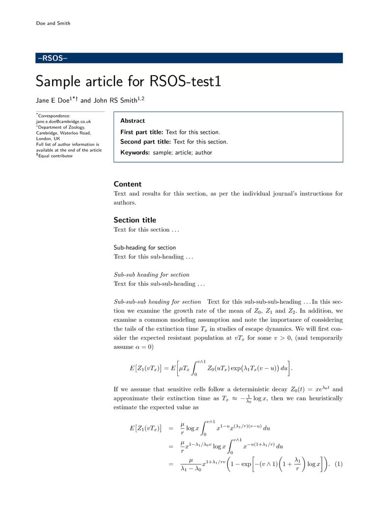 Sample article for RSOS-test1