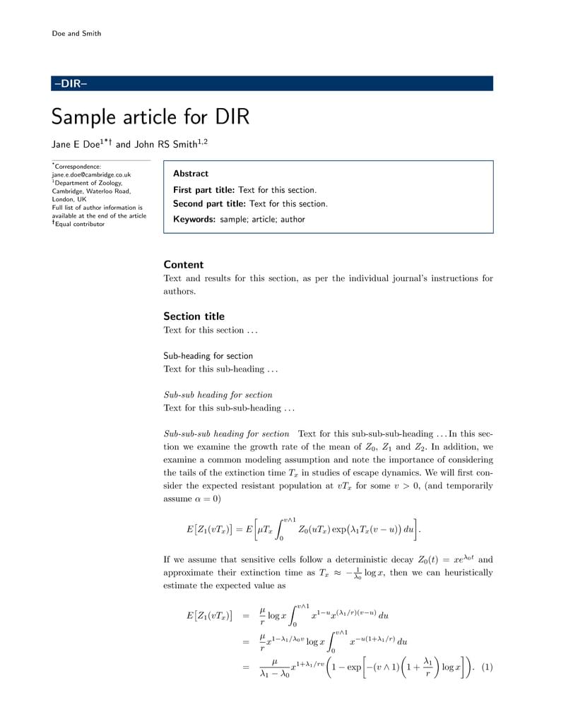 Sample article for DIR
