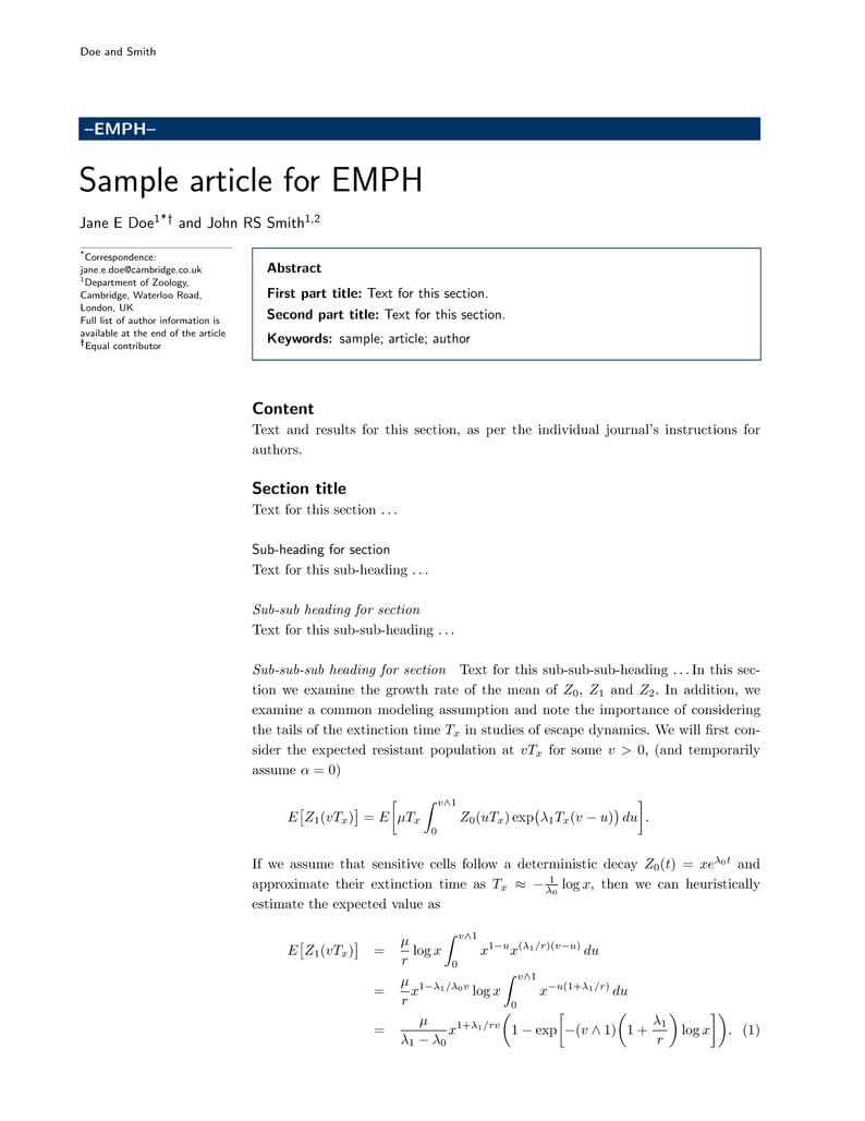 Sample article for EMPH