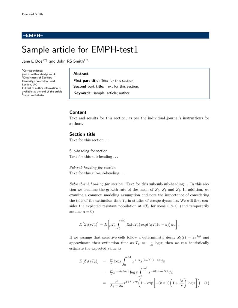 Sample article for EMPH-test1