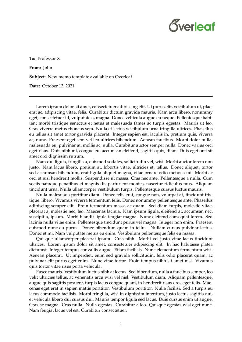 Overleaf Memo Template