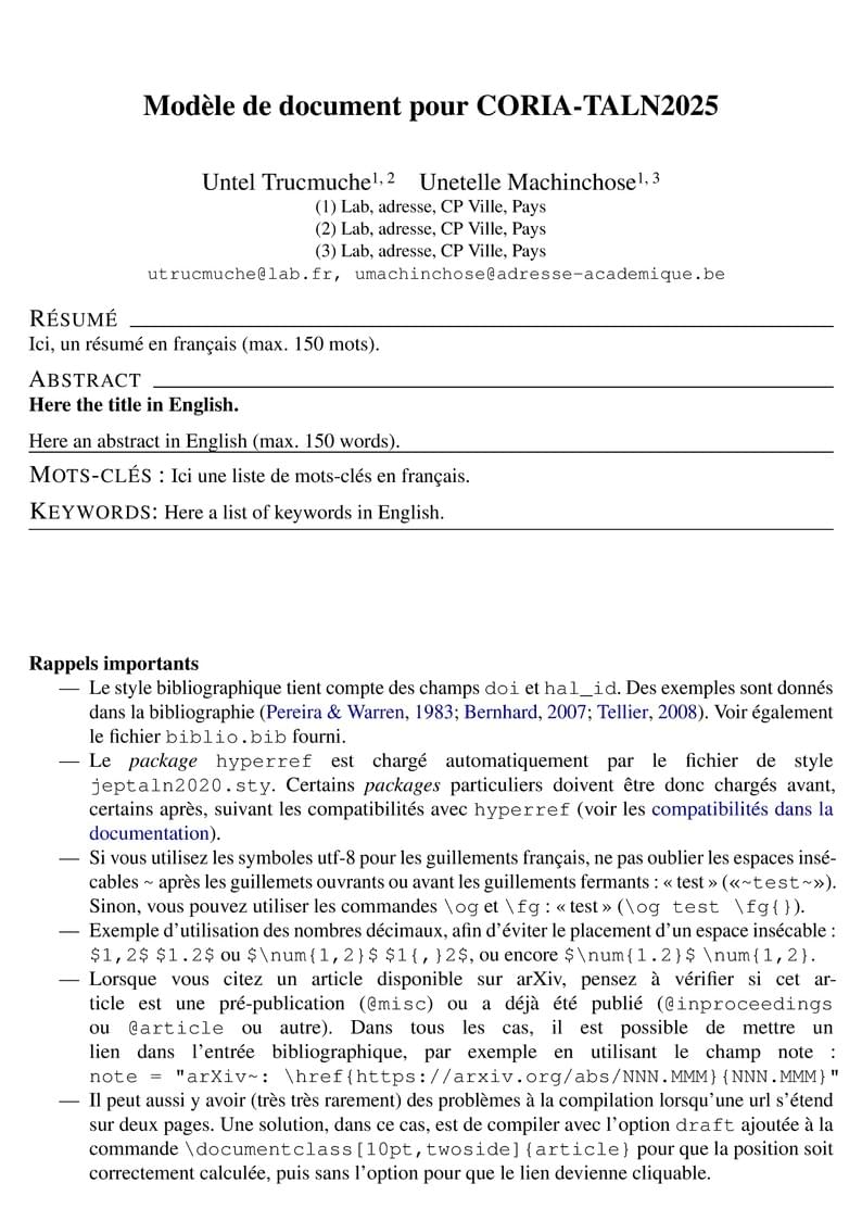 Modèle de document pour CORIA-TALN 2025