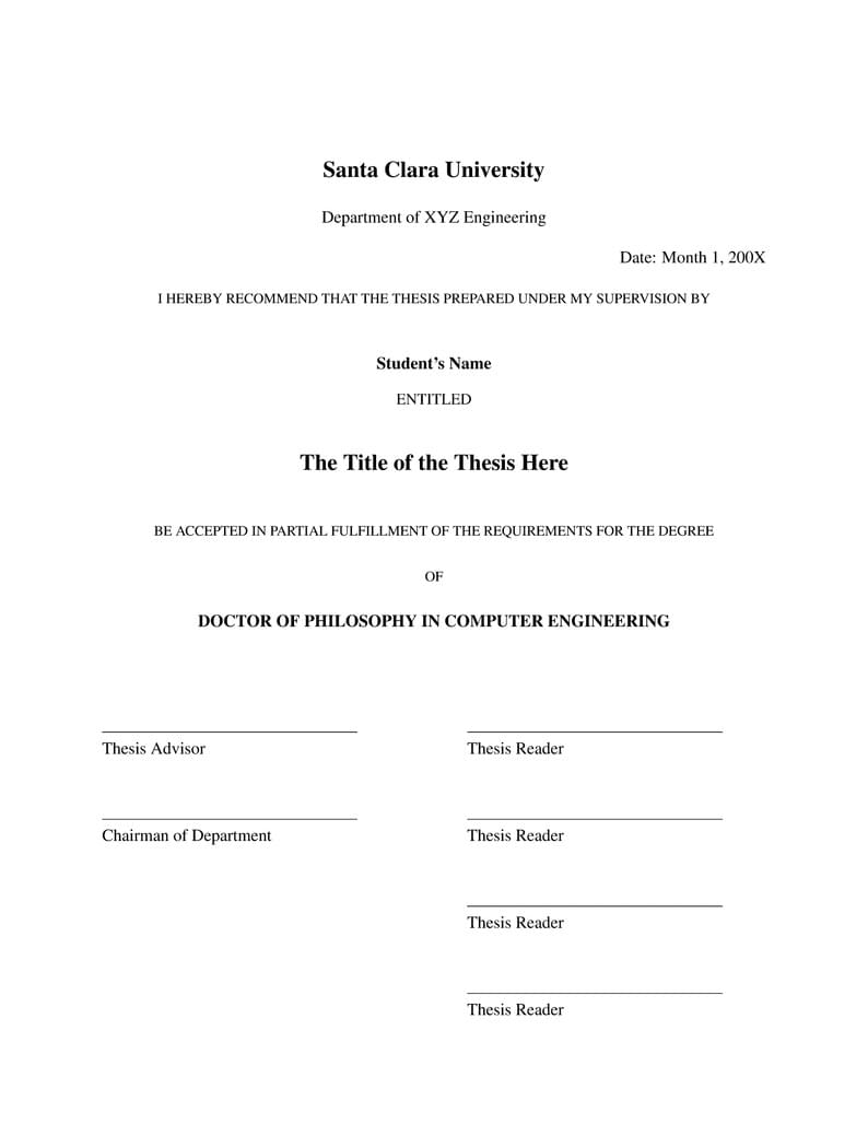 Santa Clara University Ph.D. Thesis Template (Department of Computer Science & Engineering)
